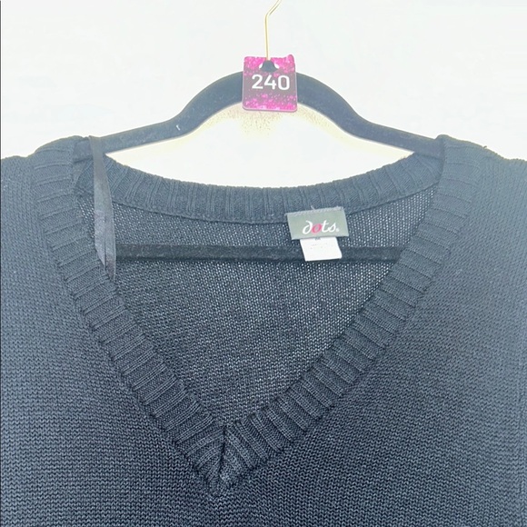 40. Dots Black V-Neck Knit Sweater Tunic size M - Picture 3 of 6